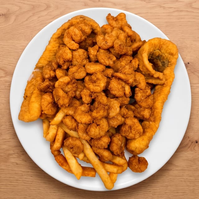 Fried Alaskan Whitefish & Popcorn Shrimp.